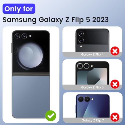 Image of VEGO for Galaxy Z Flip 5 case with Built-in Screen Protector &Kickstand | Hinge Protection Full Body Shock proof Protective Cover for Samsung Flip 5 2023 - Gray