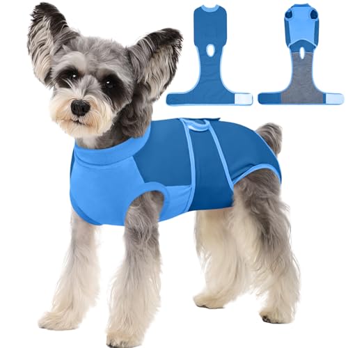 Image of Kuoser Dog Recovery Suit, Female /Male Spay /Neuter Surgery Suit, Post-Surgery Anti-Licking Pet Onesie, Blue, XS