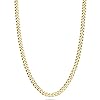 Miabella Italian Solid 18k Gold Over 925 Sterling Silver 3.5mm Diamond Cut Cuban Link Curb Chain Necklace for Women, Made in Italy