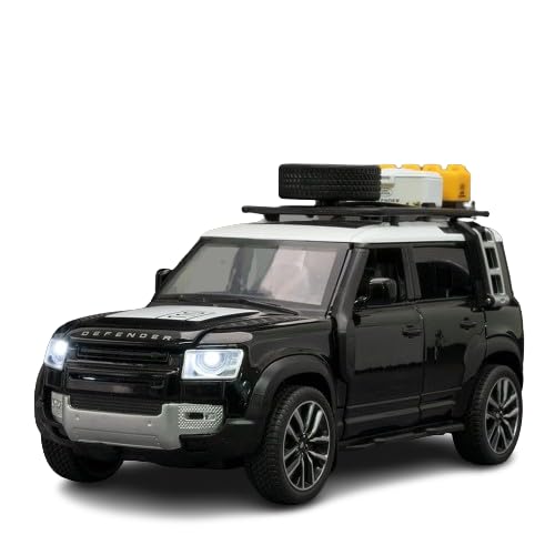 Image of Diecast Metal Car Model 1 /24 Defender Toy Cars for Kids Boy Girl Zinc Alloy Pull Back Toy Car with Sound and Light Gift and Collectible Car (Black)