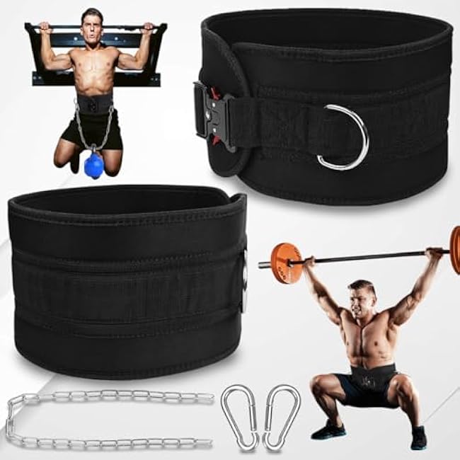 Dip Belt for Weight Lifting & Pull-ups - Weighted Belt with 36 Robust Steel Chain, 350lbs Capacity, Workout Belt for Powerlifting, Squats & Dips