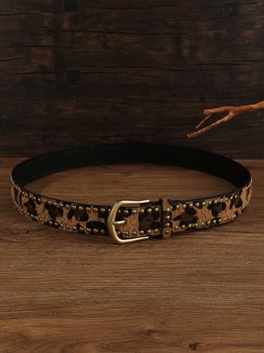 Women's Leopard Studded Belt Metal Western Vintage Y2K Waist Belts for Jeans Dress2