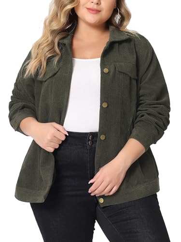 Agnes Orinda Plus Size Corduroy Shirt for Women Oversize Button Down Long Sleeve Loose Shacket Jacket Outwear2