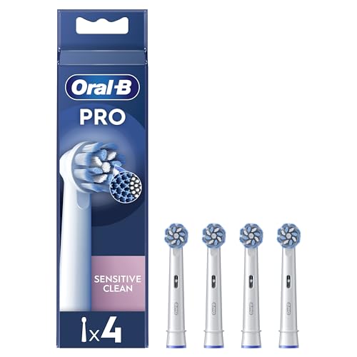 Oral-B Pro Brossettes De Rechange Originales Sensitive Clean, Lot De 4, Compatibles Avec Les Brosses A Dents Electriques Sauf Pulsonic Et iO, Blanches