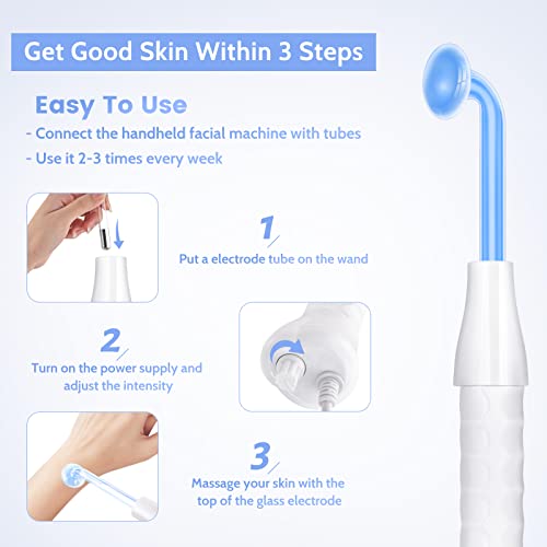 Yofuly Appareil Haute Fréquence avec 4 Bleu, Haute Fréquence Portable Visage Baguette, Outils de Beauté Facialepour Réduire Les Rides, Les Yeux Gonflés, Les Cernes, La Perte de Cheveux – vue 7