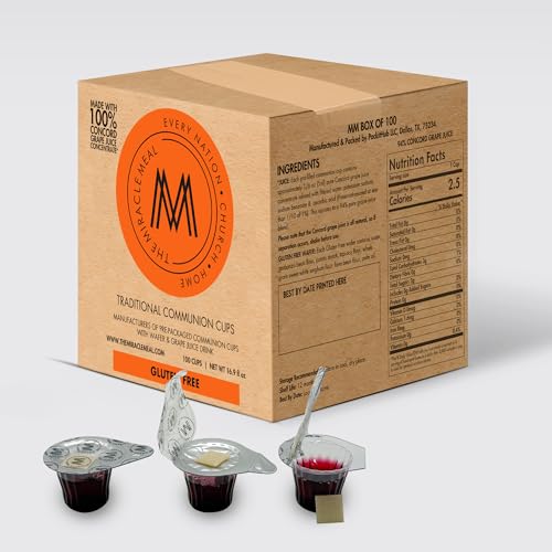 Image of MM Pre Packaged Gluten Free Communion Cups | Box of 100 with juice and wafer | by The Miracle Meal