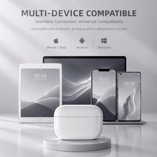 Image of Wireless Earbuds (2nd Gen), Active Noise Cancellation, Bluetooth 5.3, High-Fidelity Sound, IPX7 Waterproof, 40-Hour Playtime, Wireless in-Ear Ear Buds Pro 2 for Apple iPhone /Android, White