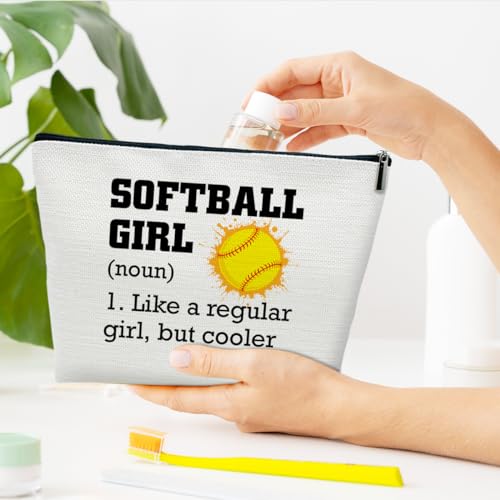 Softball Gifts Makeup Bag, Inspirational Gifts for Players Team Coaches Lovers Women, Sports Stuff Accessories, Softball Girl Cosmetic Bags for Purse4