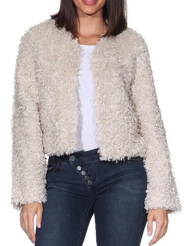 JDY Damen Kunstfelljacke Plüschjacke JDYNeo Faux Fur Jacket 15355125 Tofu M