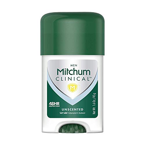 Mitchum Clinical Unscented 48 Hr Anti Perspirant Deodorant for Men 1.6 Oz (2 Pack)