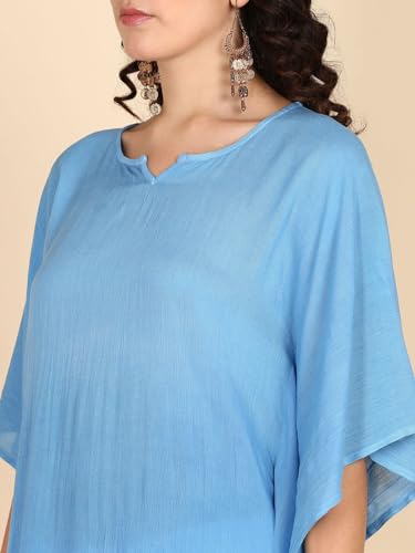 Image of Maaesa Women Handcrafted Tie & Dye Rayon Crepe Kaftan Dress | Casual Wear | Flowy Kaftan Style | Lightweight & Breathable Fabric