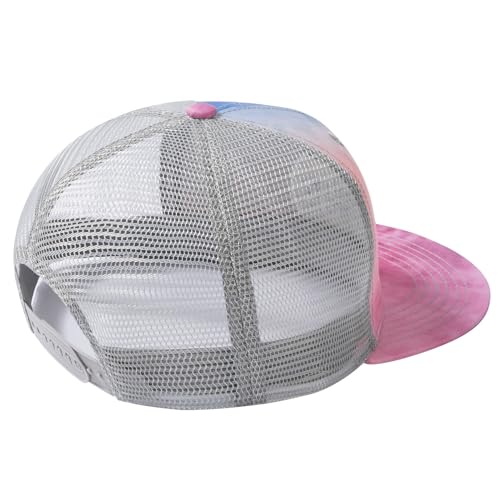 Image of BASSDASH Flat Brim Trucker Cap Adjustable Snapback Hat Mesh Back for Men Women