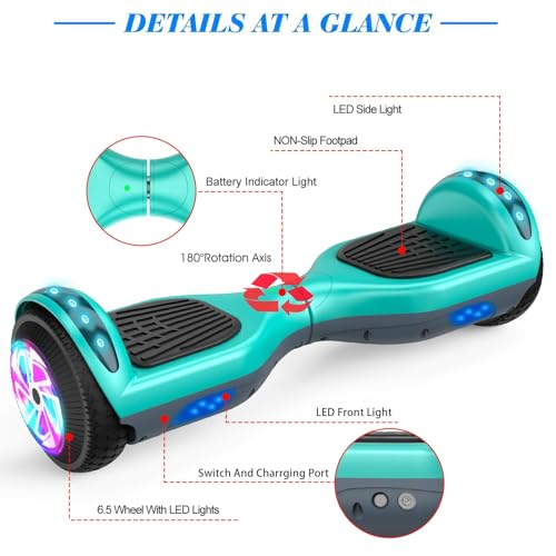 FLYING-ANT Hoverboard, 6.5 Inch Self Balancing Hoverboards with Bluetooth and LED Lights, Hover Board for Kids Teenagers