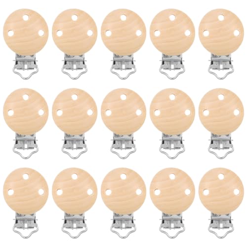 15 Stück Schnullerclip Holz,Baby Schnullerketten Clips Schnuller...
