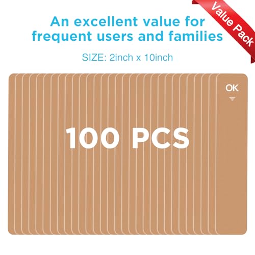 Image of OK TAPE 100Pcs Precut Kinesiology Tape Strips, Elastic Athletic Tape | for Joints Support & Muscle Pain Relief, Waterproof, Kinetic Tape for Shoulder, Knee, Ankle (Beige, 2 inch x 10 inch)