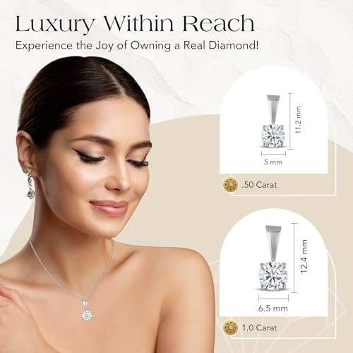 Certified Diamond Necklace for Women - Lab Grown Solitaire Necklace with Solid 14K Gold Chain, Stunning Lab Diamond Pendant in 1/2-1.0 Carat, Premium Signature Jewelry Collection3