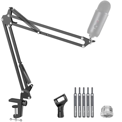 InnoGear Boom Arm Microphone Mic Stand for Blue Yeti HyperX QuadCast SoloCast Snowball Fifine Shure SM7B and other Mic, Medium