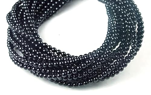 Perles de jaspe noir rondes lisses 13 pouces pour la création de bijoux DIY - BDSSTR-02280