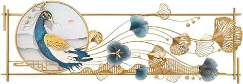 Image of Pinnacle Craft India Landscape Peacock Desgin Metal Wall Decor(52x20inch) | 3D Iron Art Wall Decoration Painting with Frame | Exquisite Wall Hanging Decorative for Living Room | Entryway Scenery