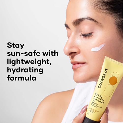 Image of Cureskin SPF 40 Ceramide Sunscreen with Hyaluronic Acid & Ceramides | 2-in-1 Sunscreen Moisturizer, Broad Spectrum, SPF 40 & PA+++, 50 g (Pack of 1)