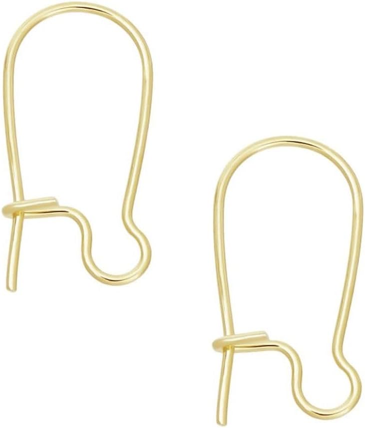 50pcs Adabele Hypoallergenic Tarnish Resistant Earring Hooks Kidney Ear Wire 18mm Long 18K Yellow Gold Plated Brass for DIY Craft Earrings Jewelry Making BF184-18