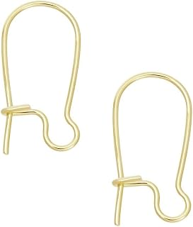 50pcs Adabele Tarnish Resistant Yellow Gold Plated Kidney Earring Hook 18mm | Metal Long Earring Findings Secure Locking Loops to Attach Charms Gemstones Dangles Earrings Making