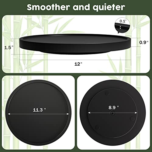 Lazy Susan For Table, 12 Inch Non-Skid Bamboo Turntable Organizer For Salt Pepper Spices And Olive Oil Next To Stove, Wooden Lazy Susan Organizer For Kitchen Countertop Organizer Black #TOP6