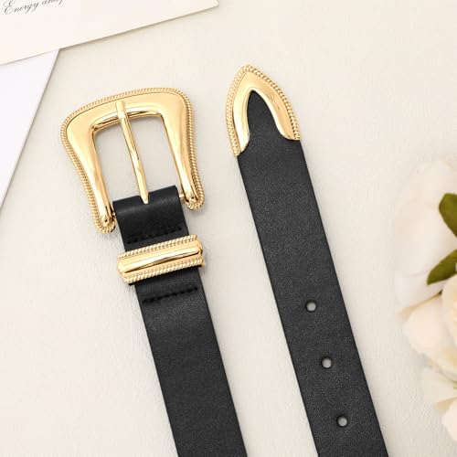 XZQTIVE Women's Leather Belt for Jeans Pants Dresses Fashion Ladies Western Leather Belt Silver Buckle2