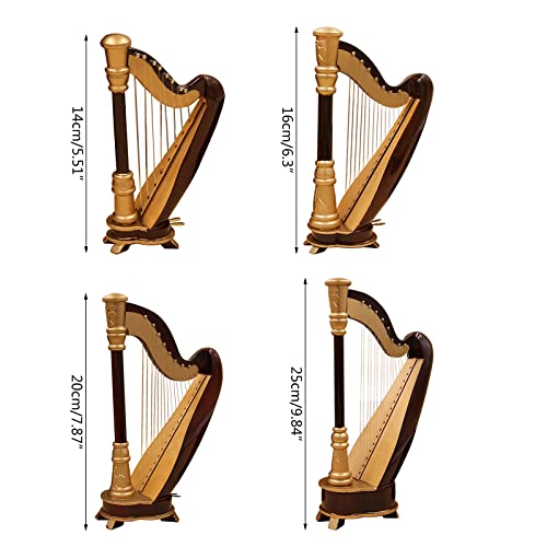 Harpe miniature figurine instrument de musique modele en bois - 4