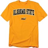 LOGOVISION Alabama State University Arch Logo Secondary Unisex Adult T Shirt, Gold, Large