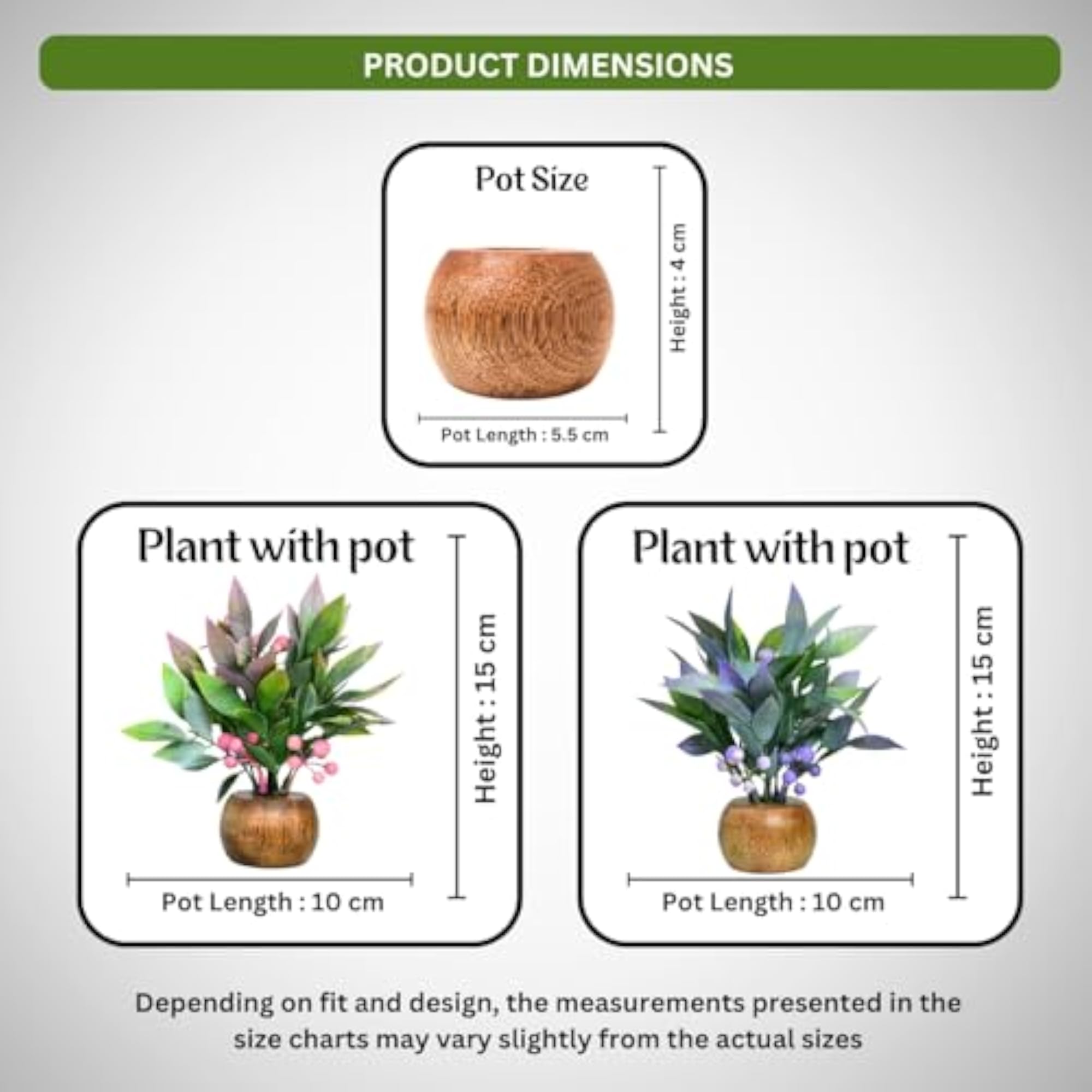 Artificial Berries Plants with Wooden Pot, Decorative Small Plants
