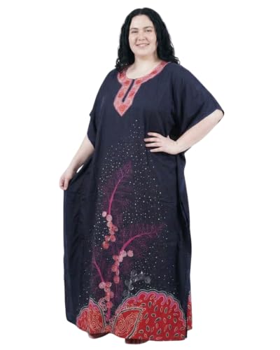 Image of Oussum Women Polyester Casual Long Plus Size Beach Caftan Cover Up Maxi Dress 1X-3X Summer Kaftan Dresses for Women