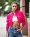 Members Only Mini Cropped Jacket Women Trendy Racer Jacket - Hot Pink M