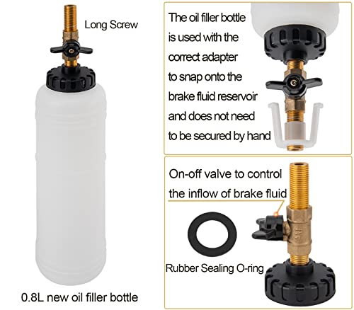 Cmood Pneumatic Brake Fluid Bleeder Tool Kit For Car Truck Motorcycle, Pneumatic Vacuum Brake Bleeder With Extractor And Refill Bottle, 4 Master Cylinder Adapters, 2 Air Quick Plugs (90-120 Psi) #TOP3