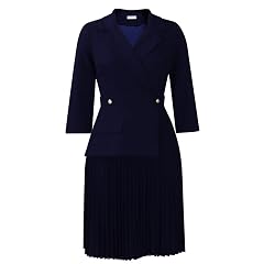 Womens V Neck Business Shirt Dress Sexy Bodycon Women 3 4 Sleeves Work Office Pleated Midi Dresses with