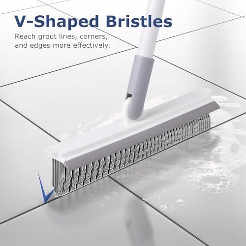 image for IVYROLL Grout Brush with Long Handle, Floor Cleaning Scrubber with Sti