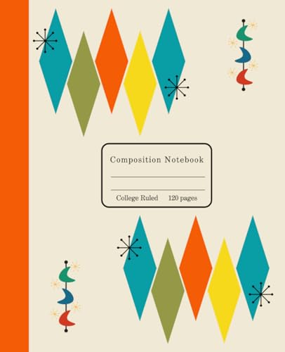 Mid Century Modern Composition Notebook: Retro Journal for Students and Adults College Rule 120 pages image 2