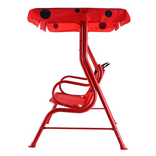 Reuniong Childrens Patio Swing, 2 Seats Porch Swing With Safety Belt, Children Swing With Canopy, Outdoor Swing Bench For Kids Amacas For Patio, Hammock For Kids #TOP1