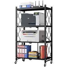 Stands Printer Stand 4-Layer Floor-Standing Printer Stand Mobile Printer Shelf, Office Fax Machine Scanner Stand, Kitchen Tableware Storage Rack Multifunctional StandColorBlack