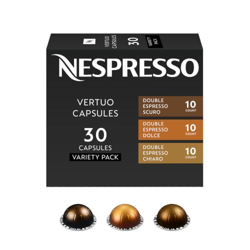 Nespresso Vertuo, Double Espresso Variety Pack, Mixed Roast, 30-Count Pods