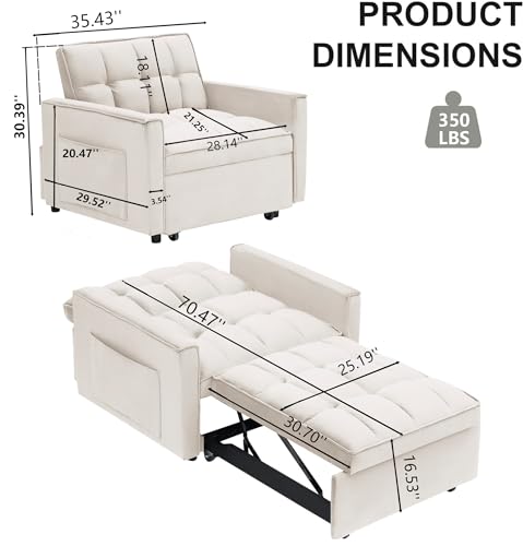 Sillón plegable terciopelo blanco cremoso miniatura 2