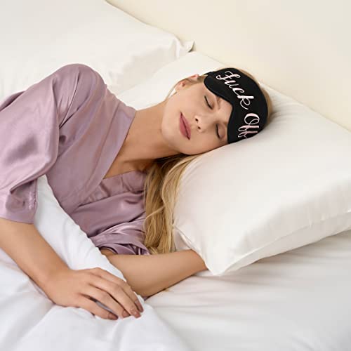 Coucoland 100% Mulberry Silk Funny Sleeping Eye Mask Cover Blindfold For Sleep Adjustable Head Straps With Two Ear Plugs (Black) #TOP2