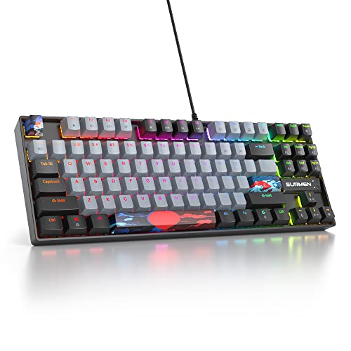 Image of 75 Percent Mechanical Gaming Keyboard, 87 Keys RGB Backlit Wired Keyboard TKL Compact Keyboard with Linear Red Switches for Laptop PC PS4 PS5 Xbox Gamer(87 Dolch)