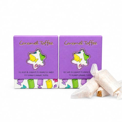 Image of Chocovic Caramel Toffee - Pack of 2 (12 Pcs Each), Soft & Chewy Caramel Candy, Rich Buttery Flavor, Vegetarian Sweet Treat, No Artificial Flavours