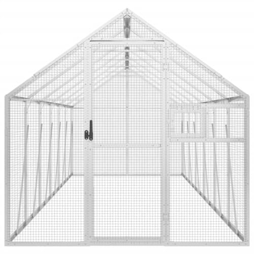 Aluminium Voliere 1, 79x6x1, 85 m mit Maschendraht, abschließbarer Tür und Fenster für Vögel, Kaninchen, Enten, Hühner, Gänse-3