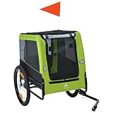 Aosom Dog Bike Trailer with Suspension System, Hitch for Medium Dogs, Pet Wagon & Dog Trailer for Bicycle with Storage Pocket, Lime Green