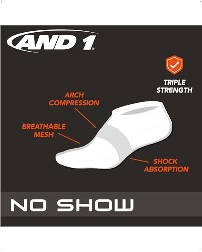 AND1 Men's Athletic Socks - Cushion Comfort No Show Socks (24 Pack)2