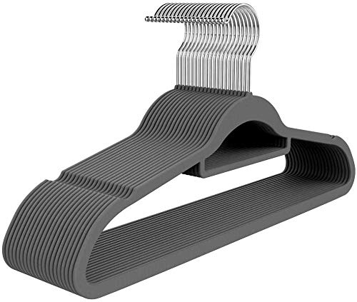 Cintres en plastique antidérapants MU (pack de 50) - Gris, dimensions 45 x 23,5 cm