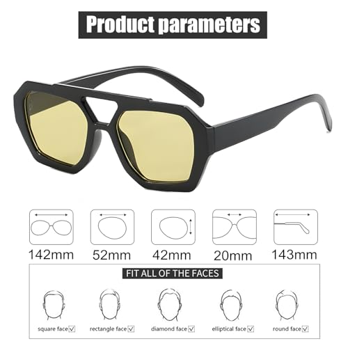 Image of ADE WU Rectangle Sunglasses for Women Men Retro 90s Sunglasses Trendy Black Tortoise Shell Glasses Y2K