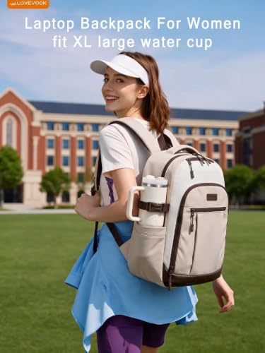 Image of LOVEVOOK Laptop Backpack for Women with XL Cup Pocket, Work Travel College